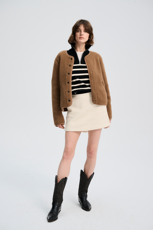 BLUZA WEŁNIANA TYBS BRĄZOWY MIŚ