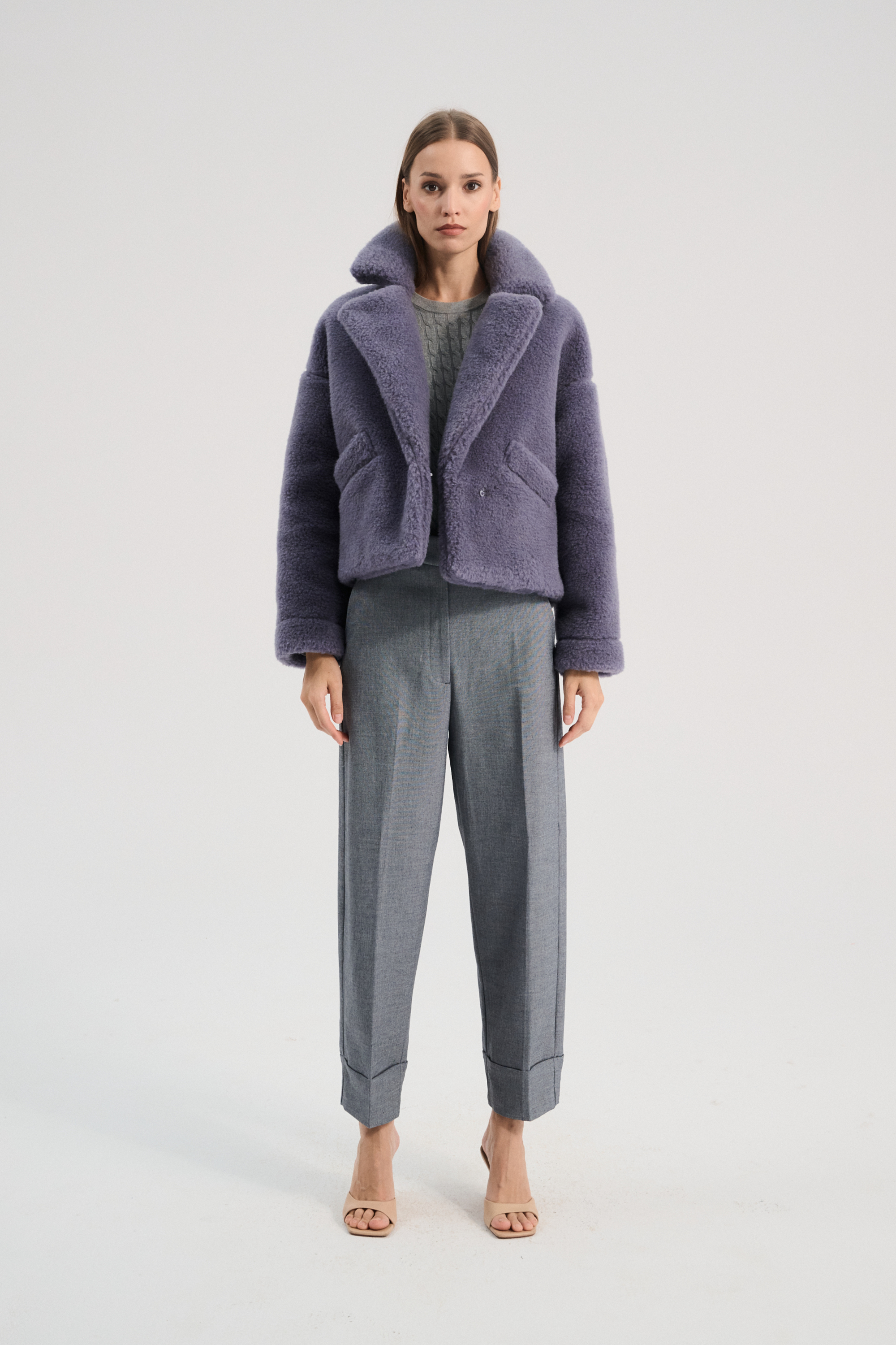 KURTKA WEŁNIANA LAZ BRUDNY FIOLET