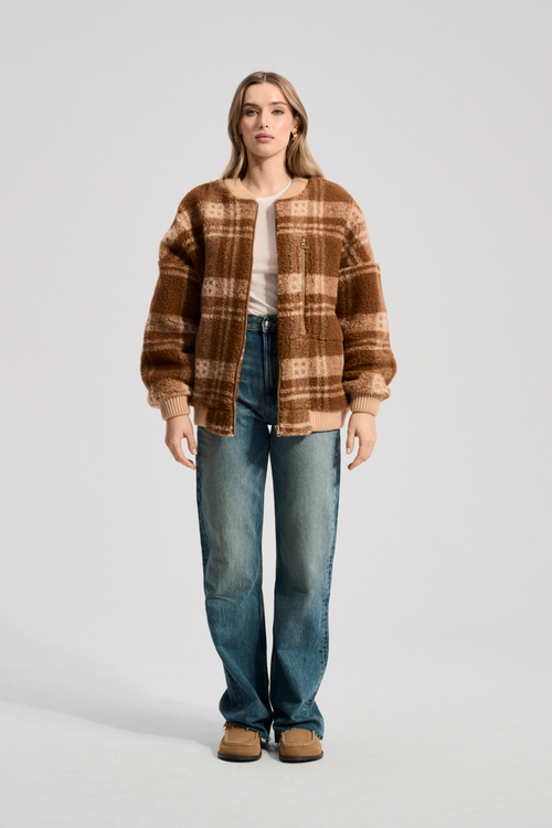 KURTKA WEŁNIANA BOMBER 2.0 SZKOCKA MORELA