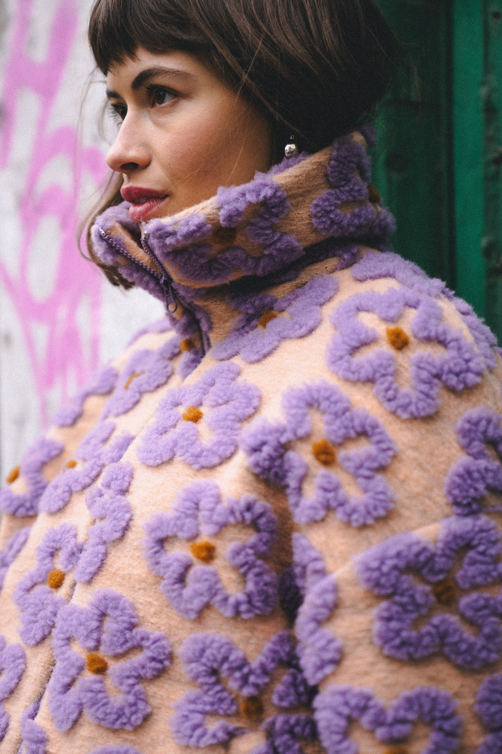 KURTKA POLAR MERINO BLANCS FLOWS APRICOT