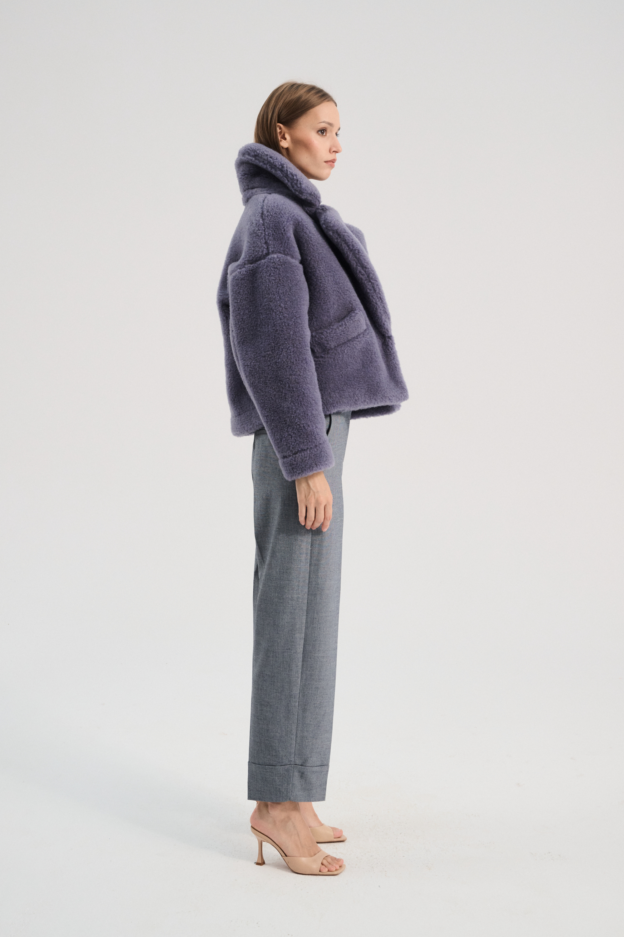 KURTKA WEŁNIANA LAZ BRUDNY FIOLET