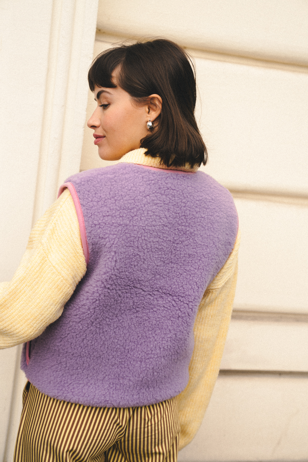 KAMIZELKA MERINO SUR VS LILA/ BUBBLE GUM