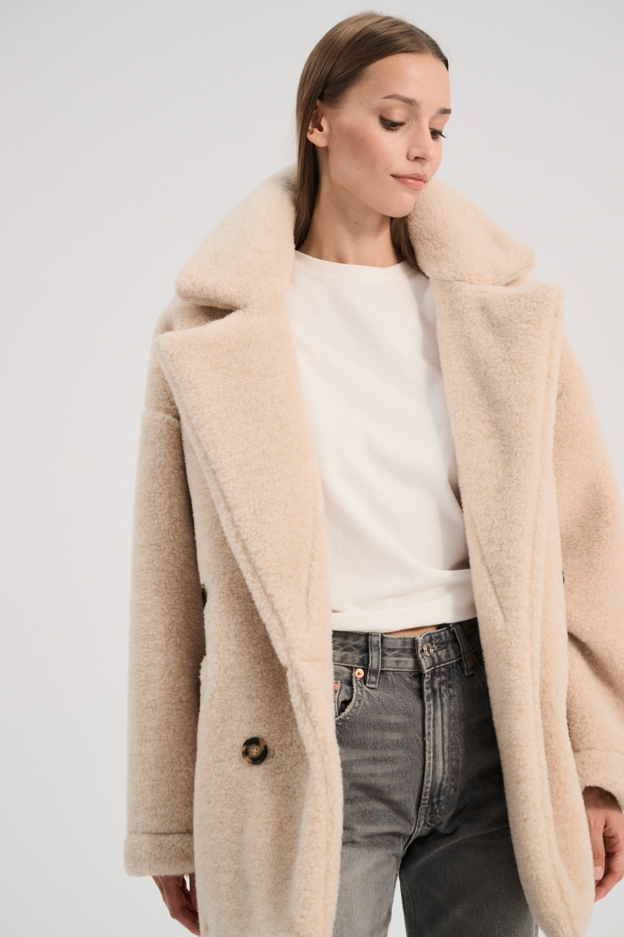 PŁASZCZ WEŁNIANY BLAM ALABASTER