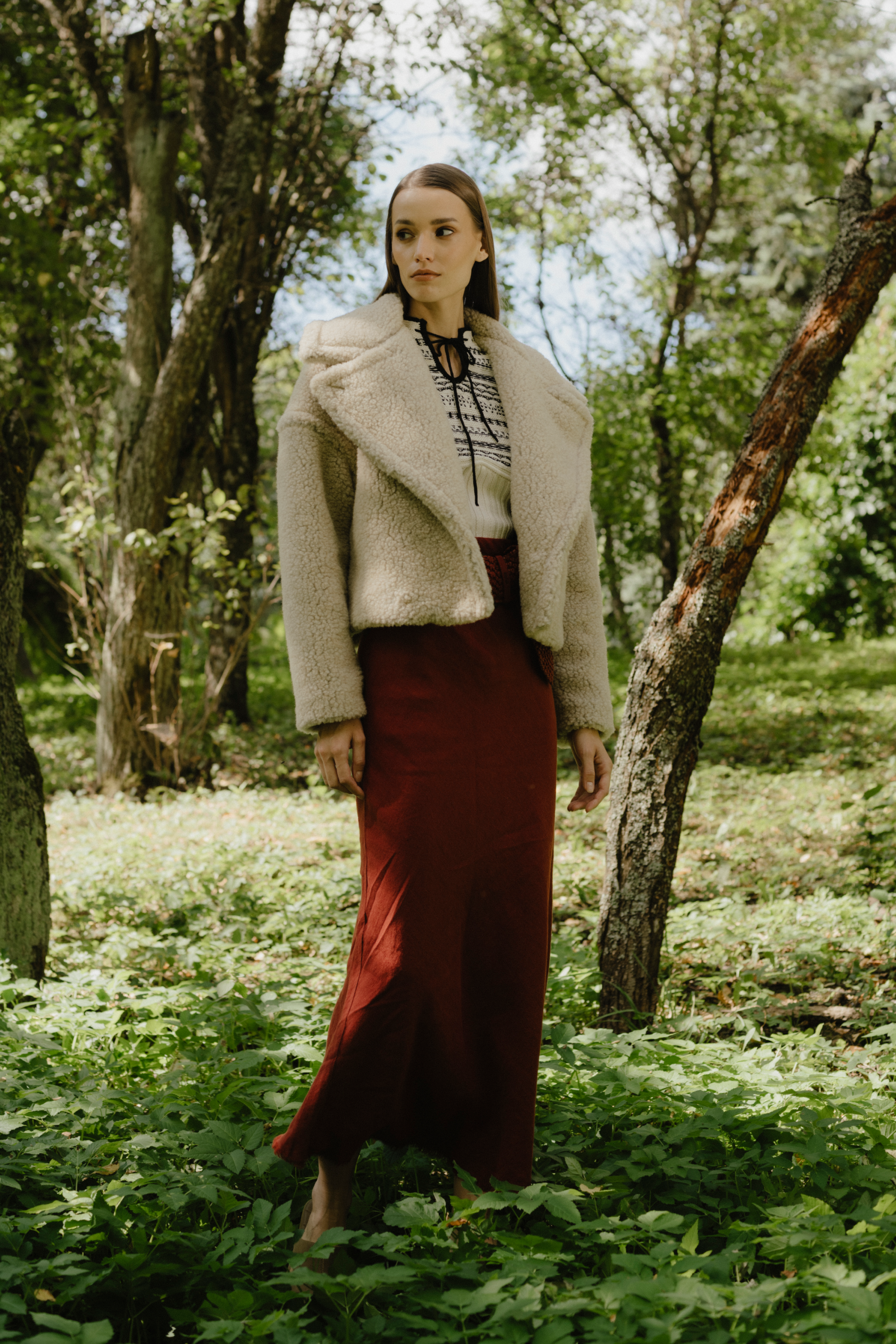 KURTKA WEŁNIANA TEDDY SHORT PIASKOWY BRĄZ