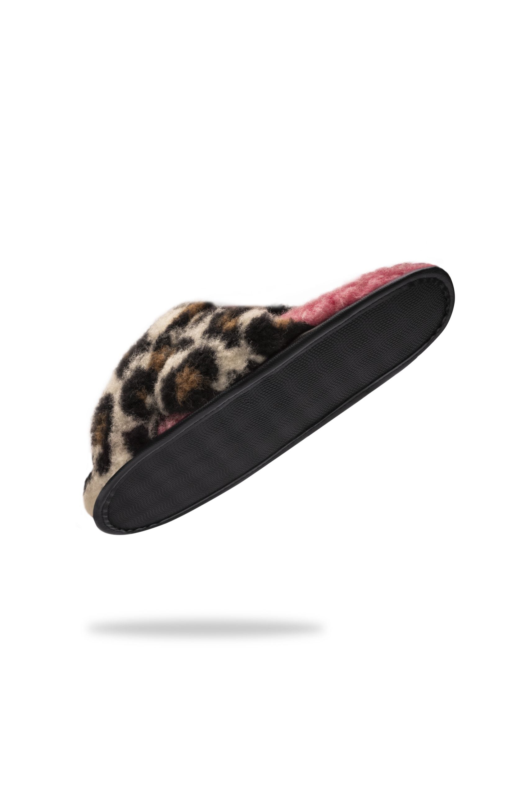 PANTOFLE WEŁNIANE TWENN X LEOPARD BIAŁY/ RÓŻ
