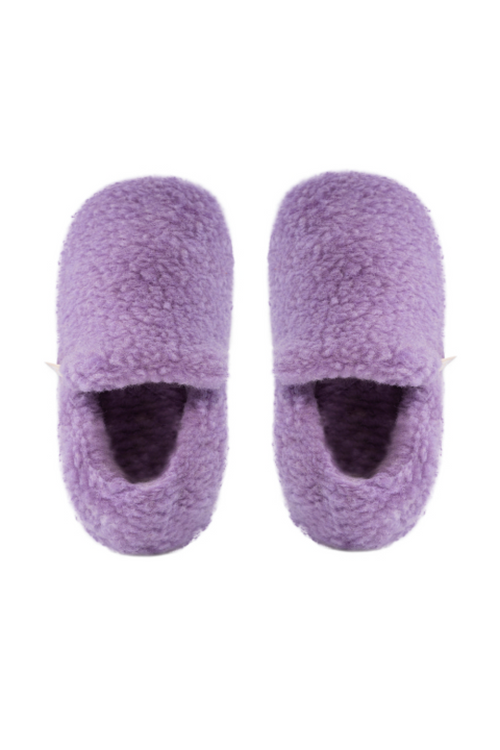 PANTOFLE WEŁNIANE MOKAS LAWENDA