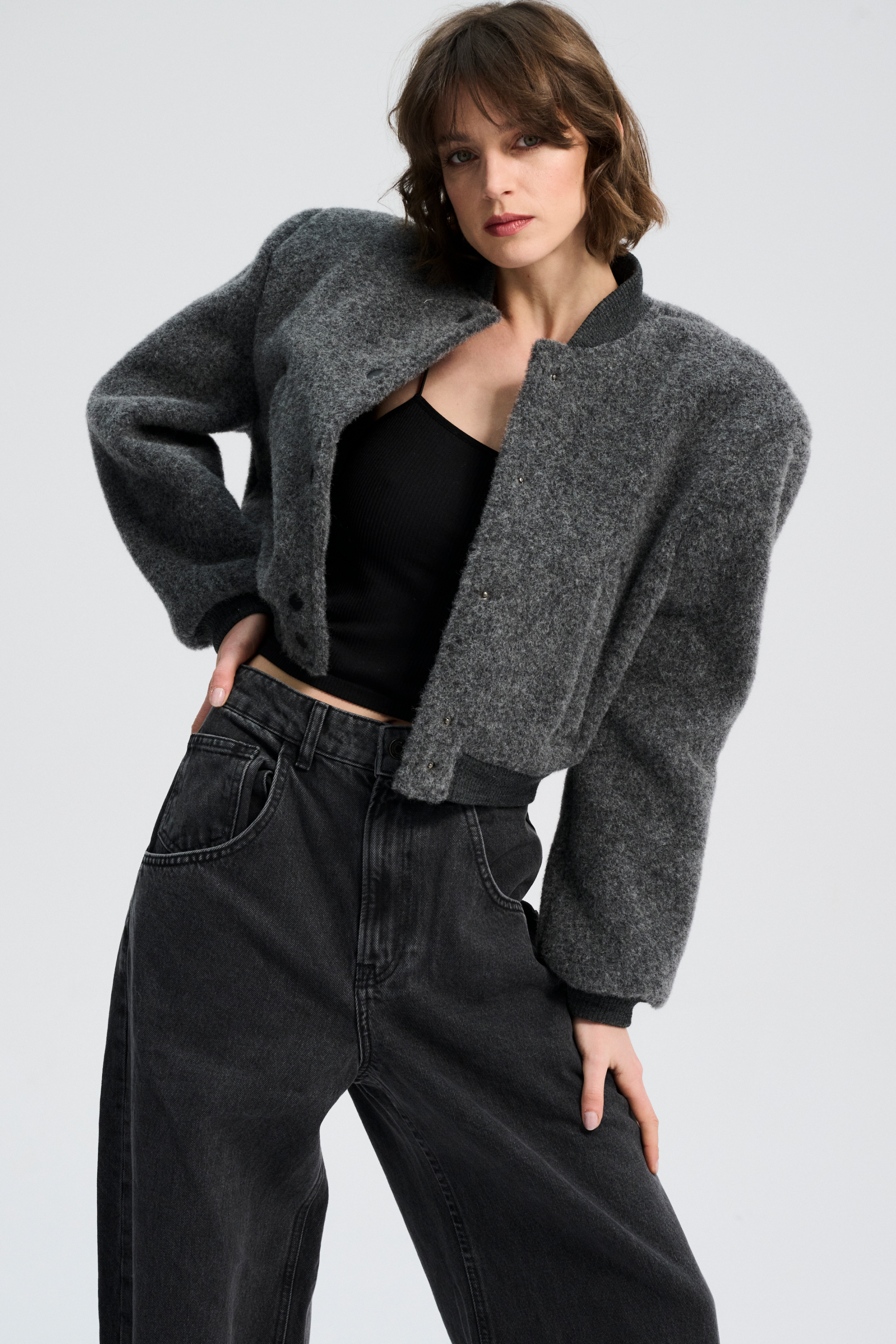 KURTKA WEŁNIANA IDA GRAFIT