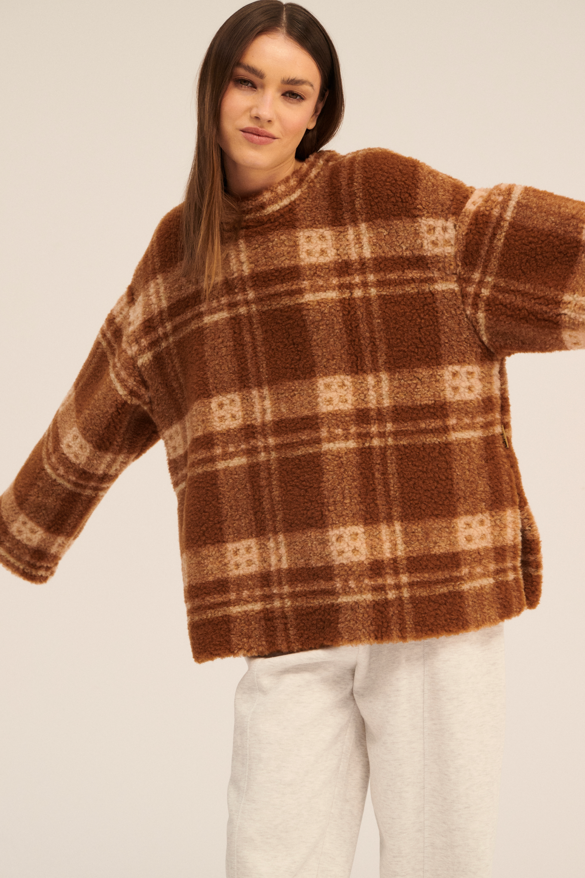 BLUZA WEŁNIANA MATTER PATTERN SZKOCKA MORELA