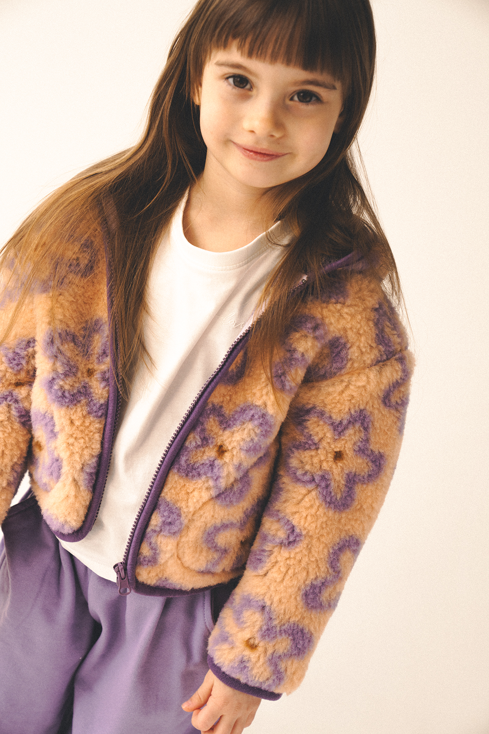 BLUZA MERINO KUFA JR. FLOWS APRICOT