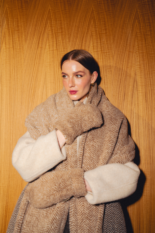 RĘKAWICZKI WEŁNIANE GULLY ULTRA LIGHT PATTERN JODEŁKA KAMEL