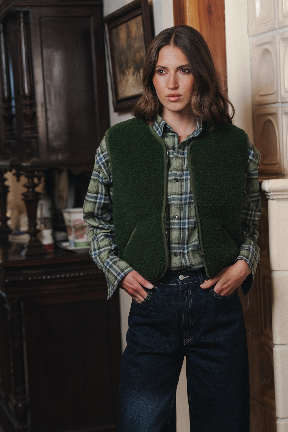 KAMIZELKA POS CIEMNA ZIELEŃ