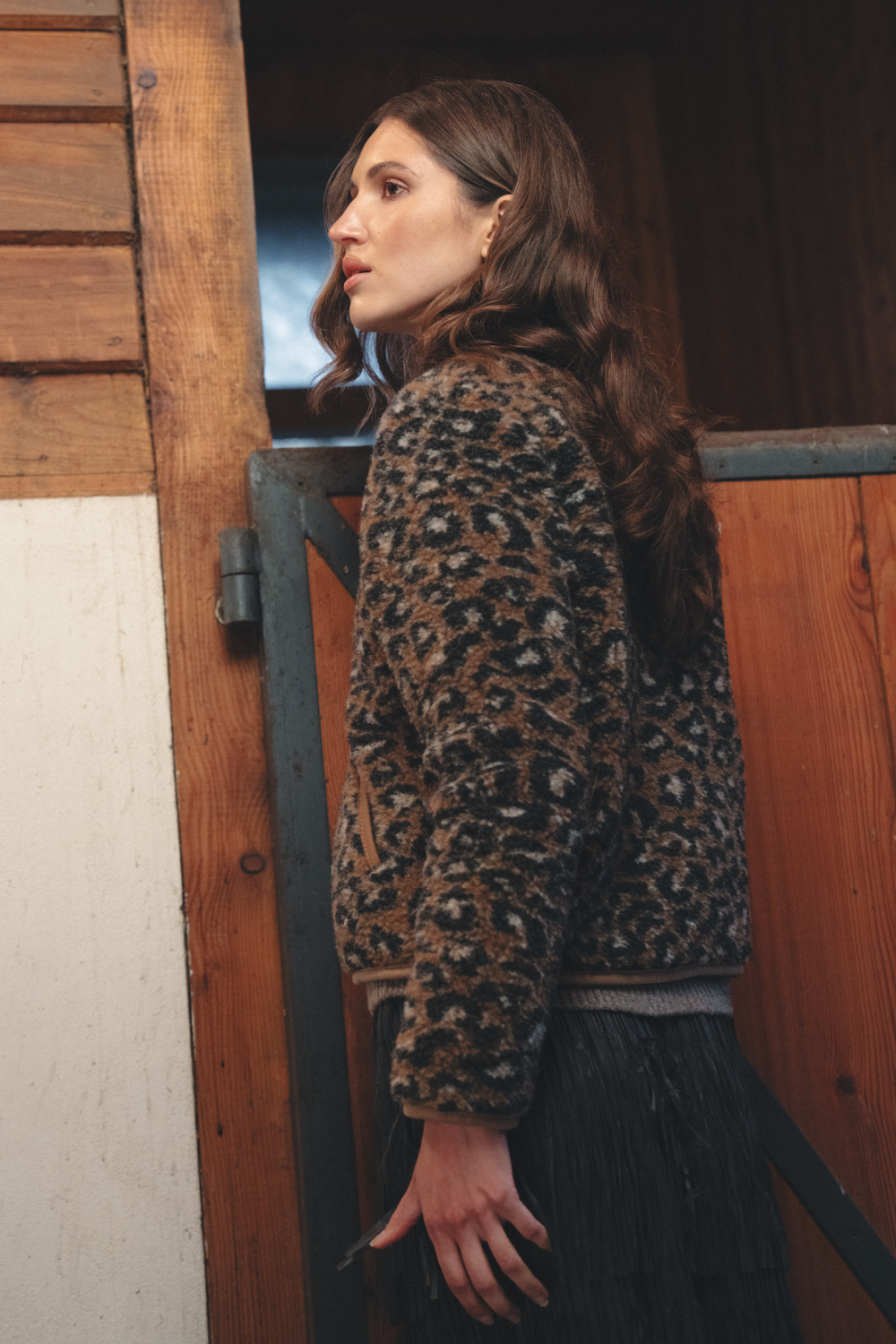 BLUZA TYBS PATTERN LAMPART KARMEL