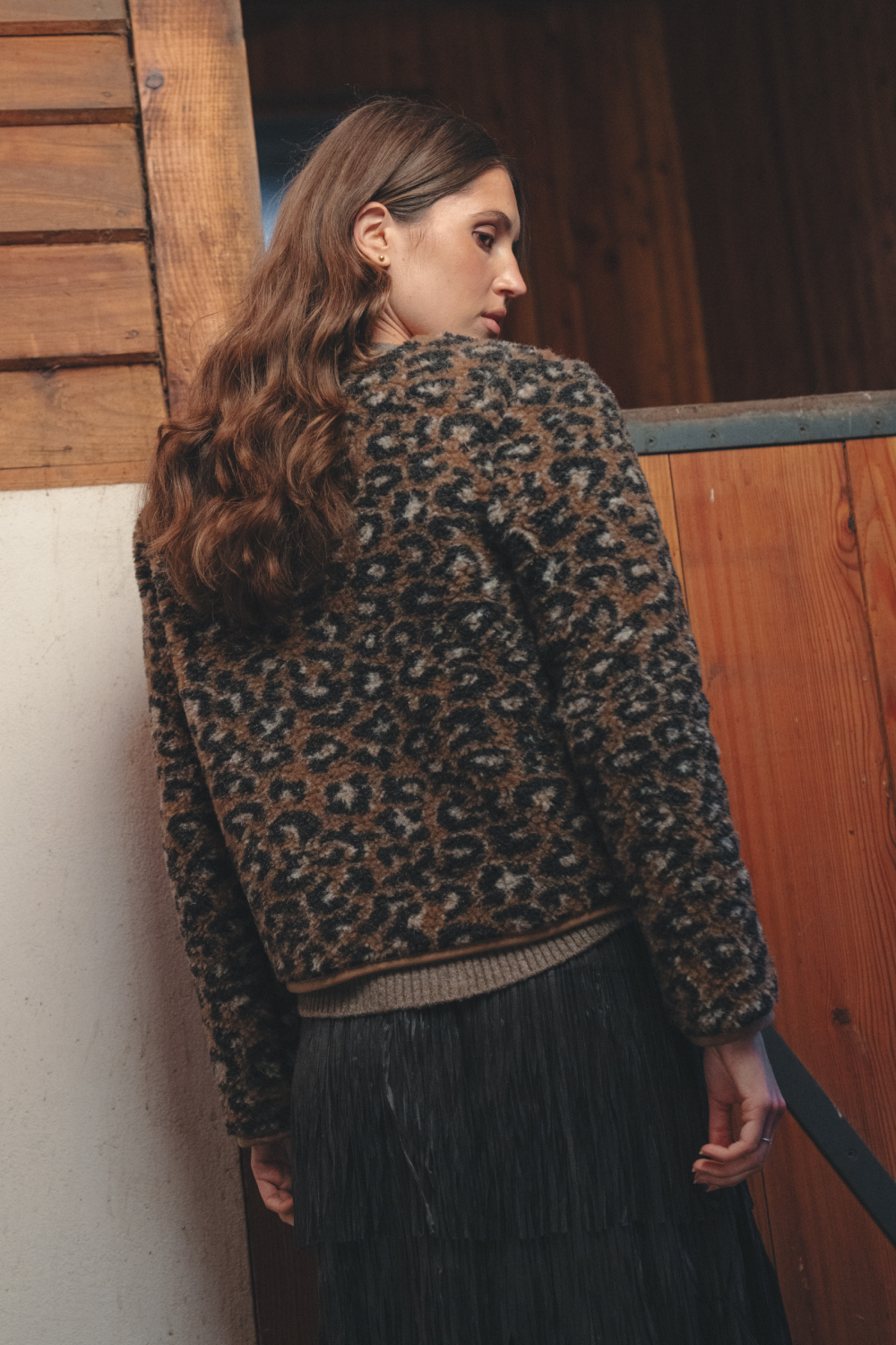 BLUZA TYBS PATTERN LAMPART KARMEL