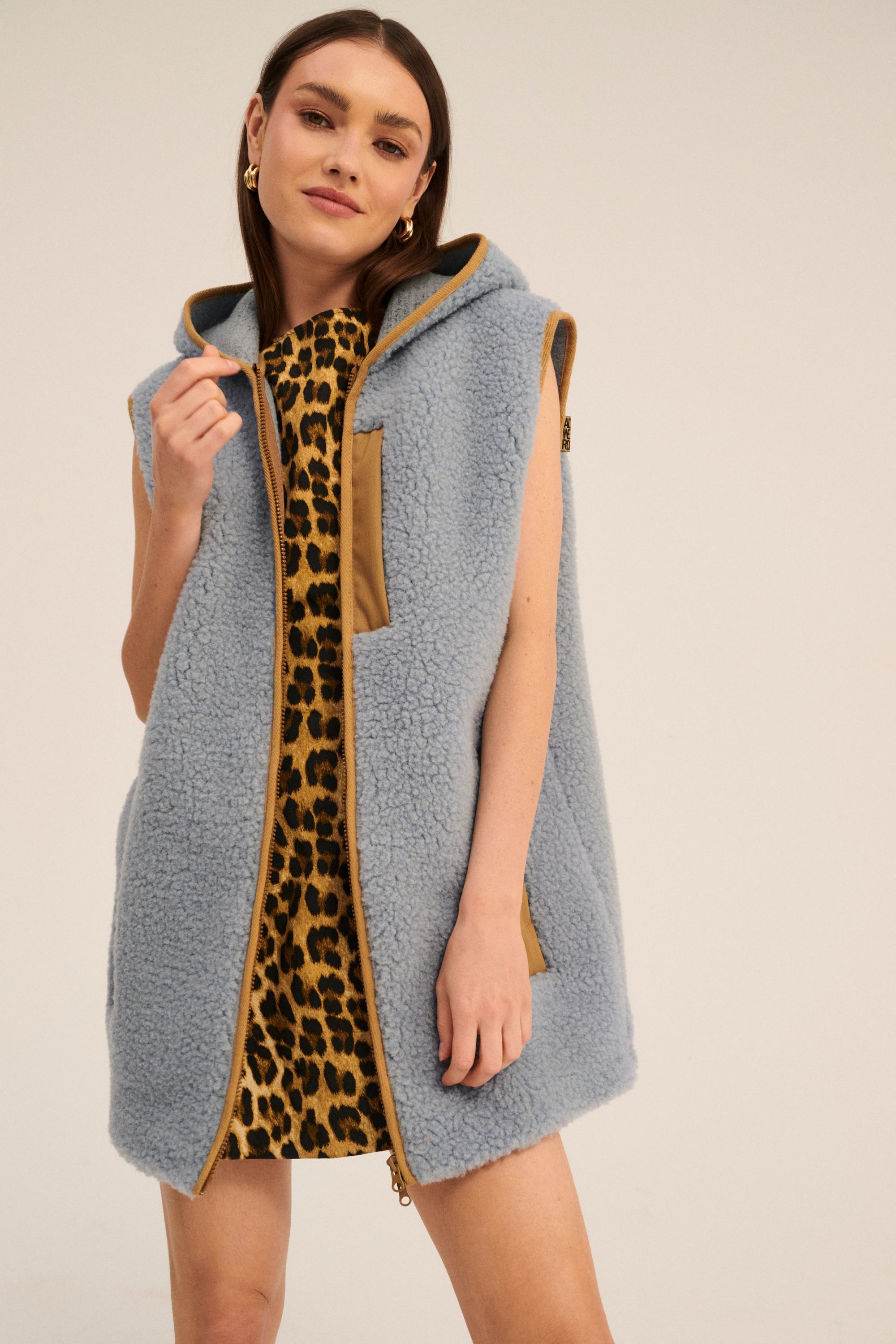 KAMIZELKA WEŁNIANA APRES LODOWY NIEBIESKI