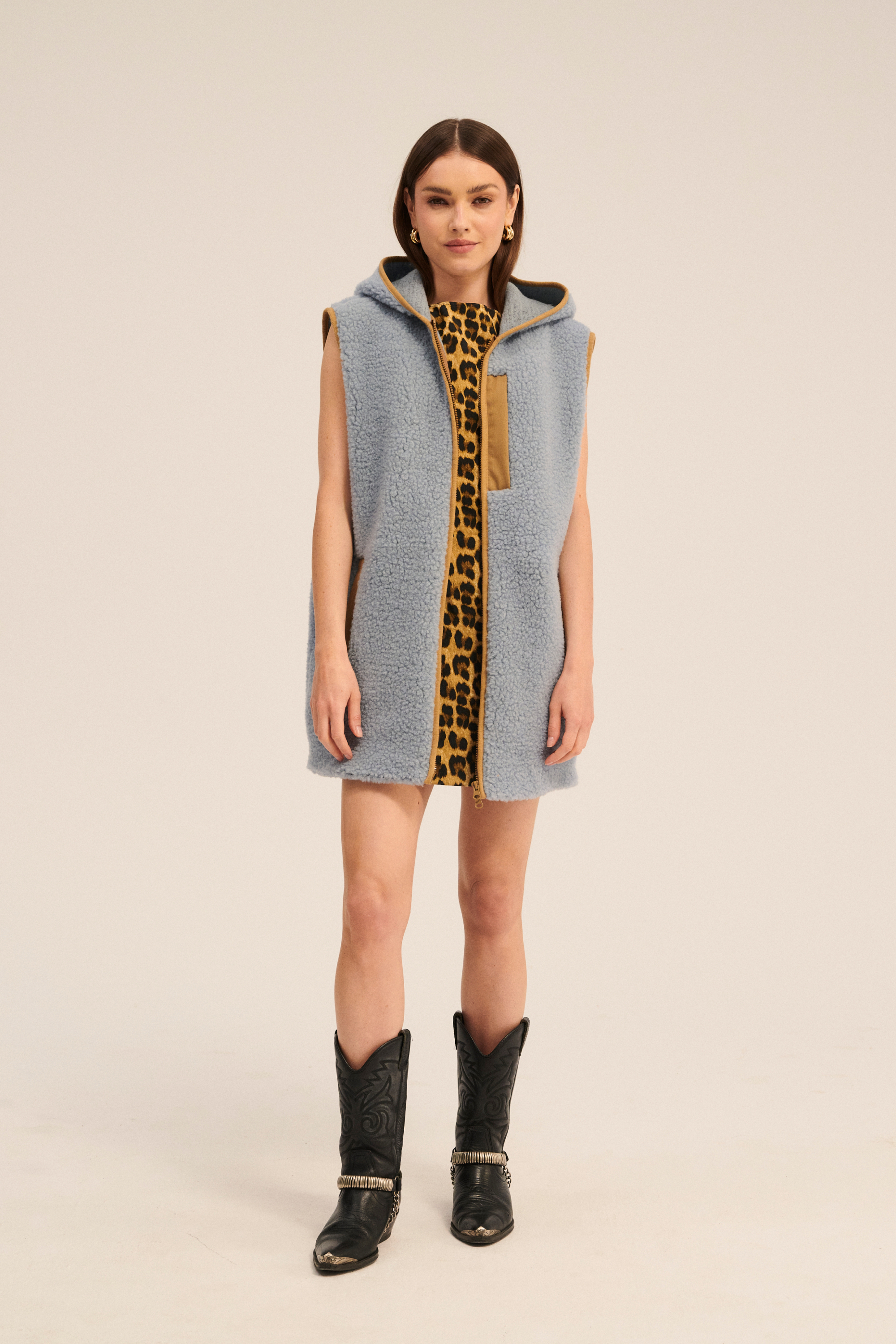 KAMIZELKA WEŁNIANA APRES LODOWY NIEBIESKI