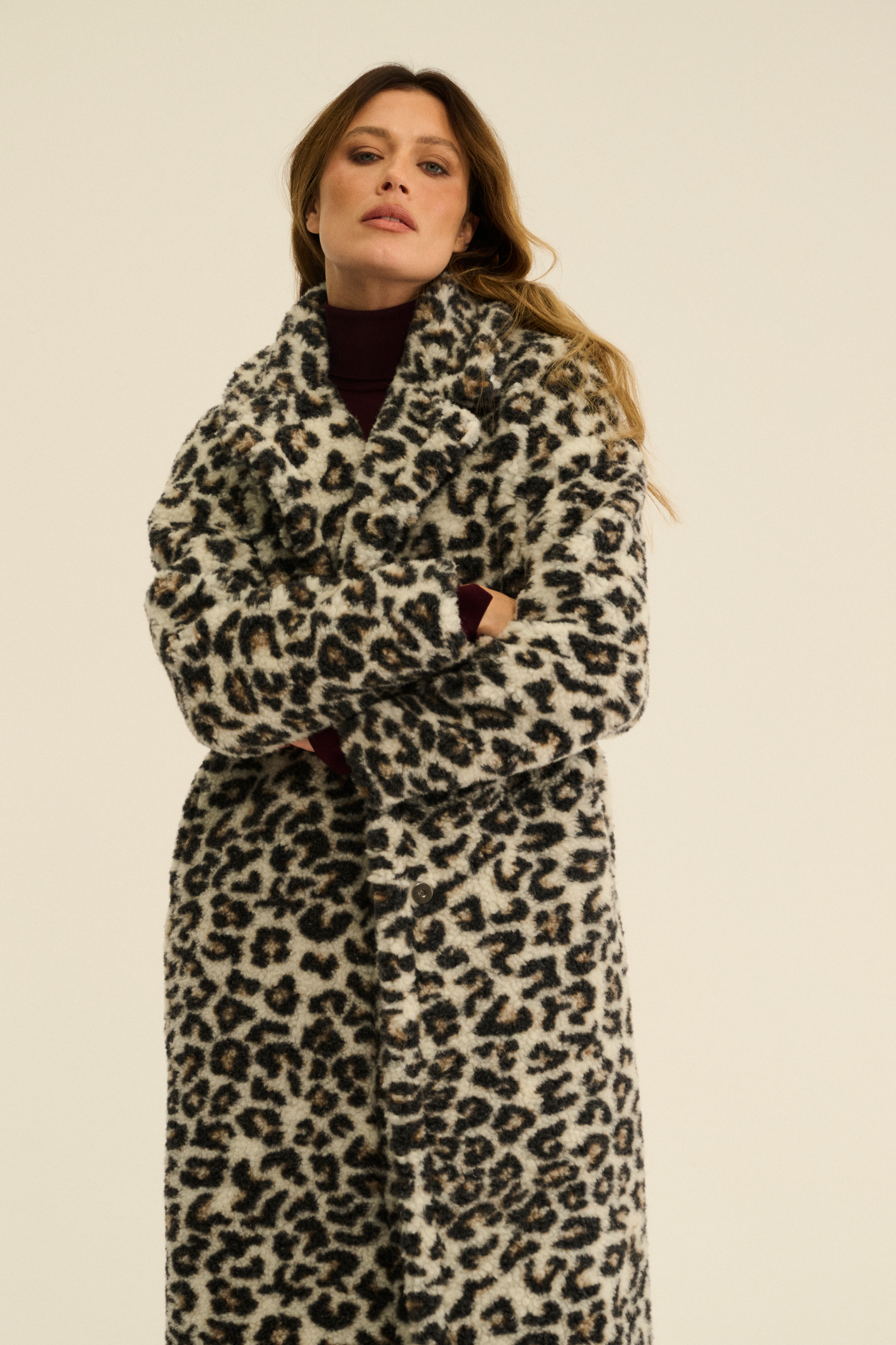 PŁASZCZ TEDDY MAX PATTERN LEOPARD BIAŁY ULTRA LIGHT