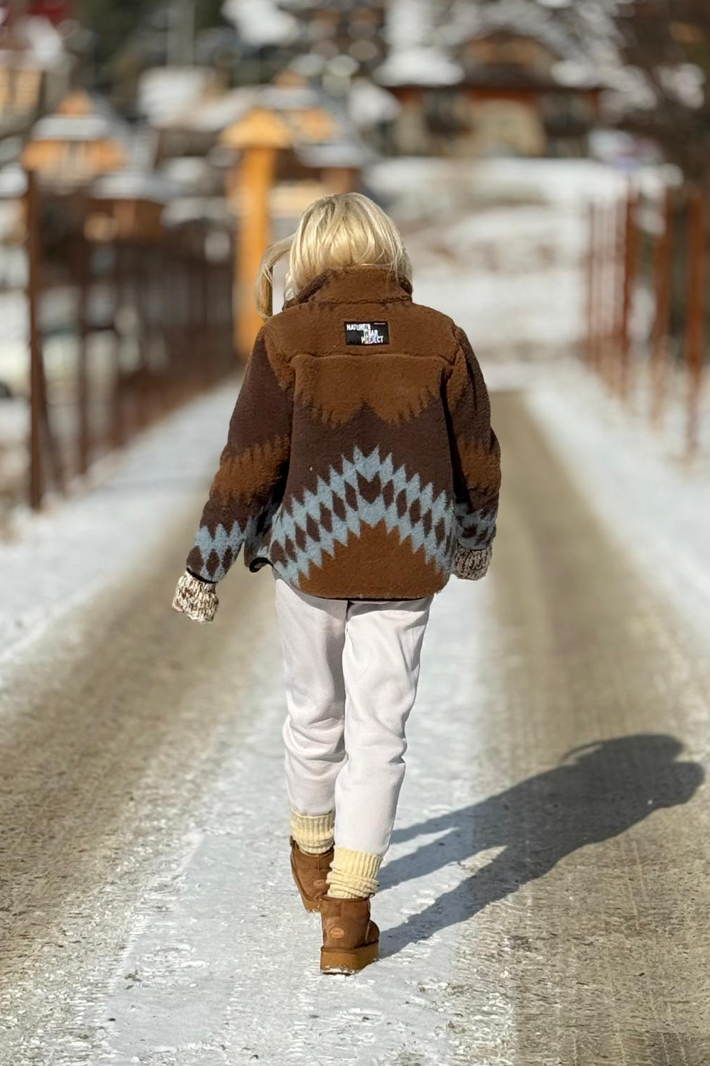 KURTKA SHERPA PATTERN AZTEC LODOWY