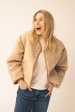 KURTKA MERINO KISO JASNY BEŻ /KRATA LILA ŁOSOŚ