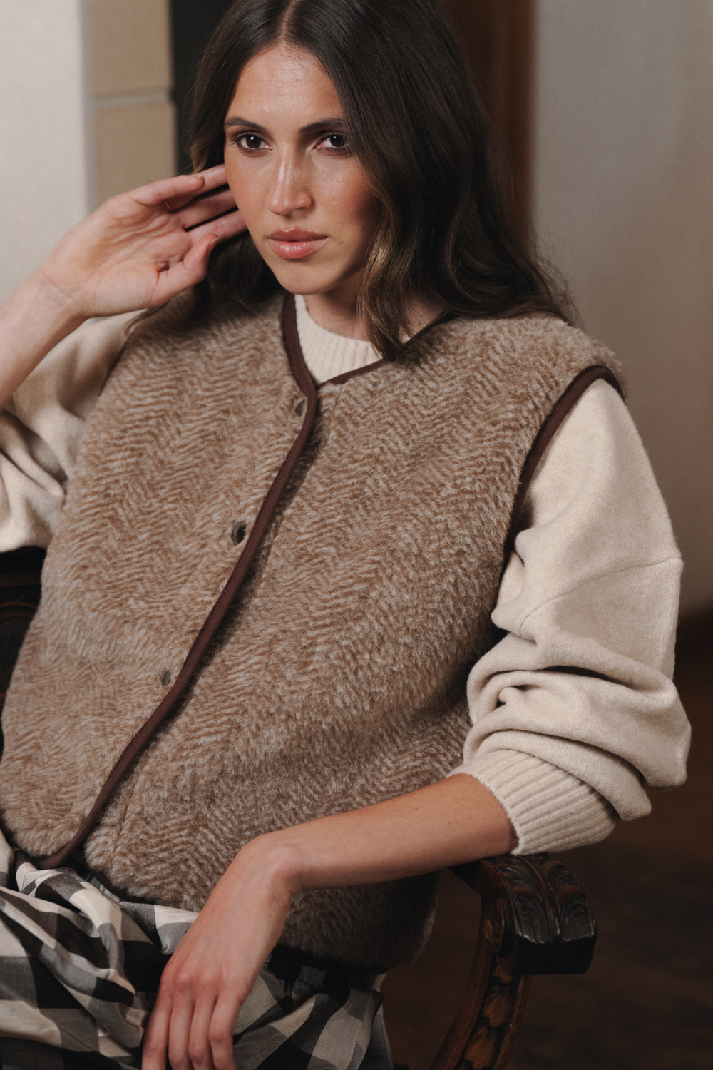 KAMIZELKA TYB VS PATTERN JODEŁKA KARMEL