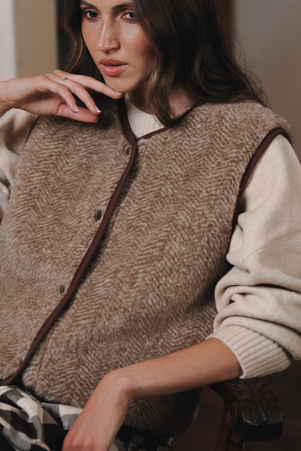 KAMIZELKA TYB VS PATTERN JODEŁKA KARMEL