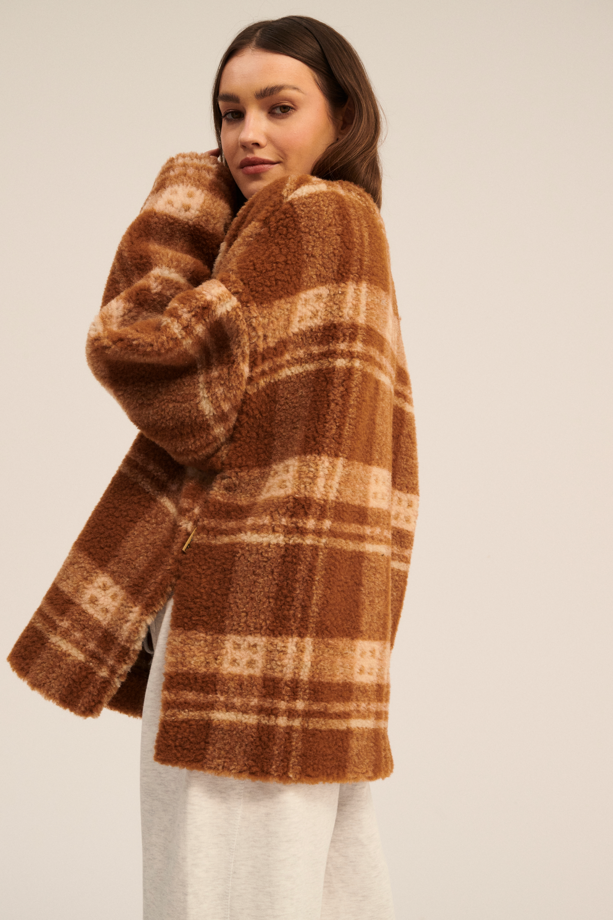 BLUZA WEŁNIANA MATTER PATTERN SZKOCKA MORELA