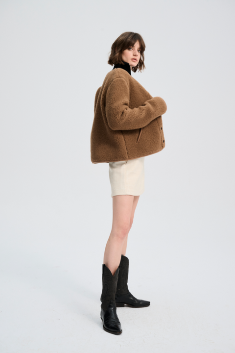 BLUZA WEŁNIANA TYBS BRĄZOWY MIŚ