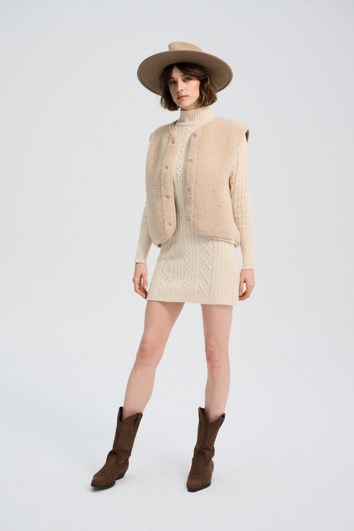 KAMIZELKA WEŁNIANA TYB PIASKOWY BRĄZ