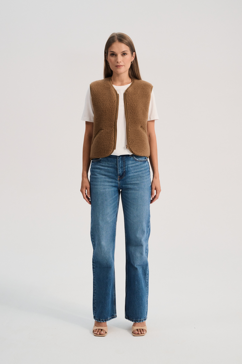 KAMIZELKA WEŁNIANA POS BRĄZOWY MIŚ