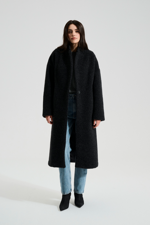 PŁASZCZ WEŁNIANY TELLU CZARNY