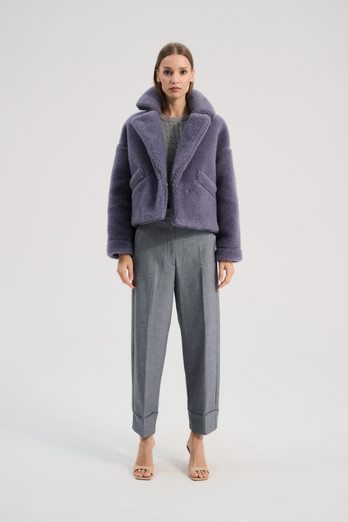 KURTKA WEŁNIANA LAZ BRUDNY FIOLET