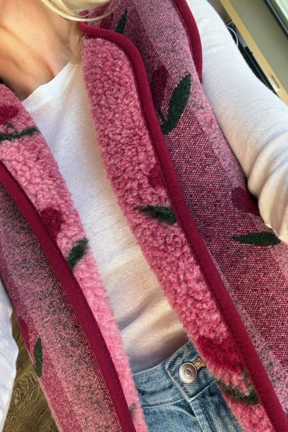 KAMIZELKA DWUSTRONNA FLA PATTERN CHERRY ULTRA LIGHT