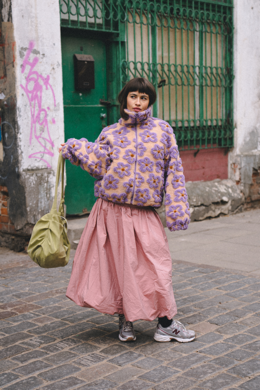 KURTKA POLAR MERINO BLANCS FLOWS APRICOT