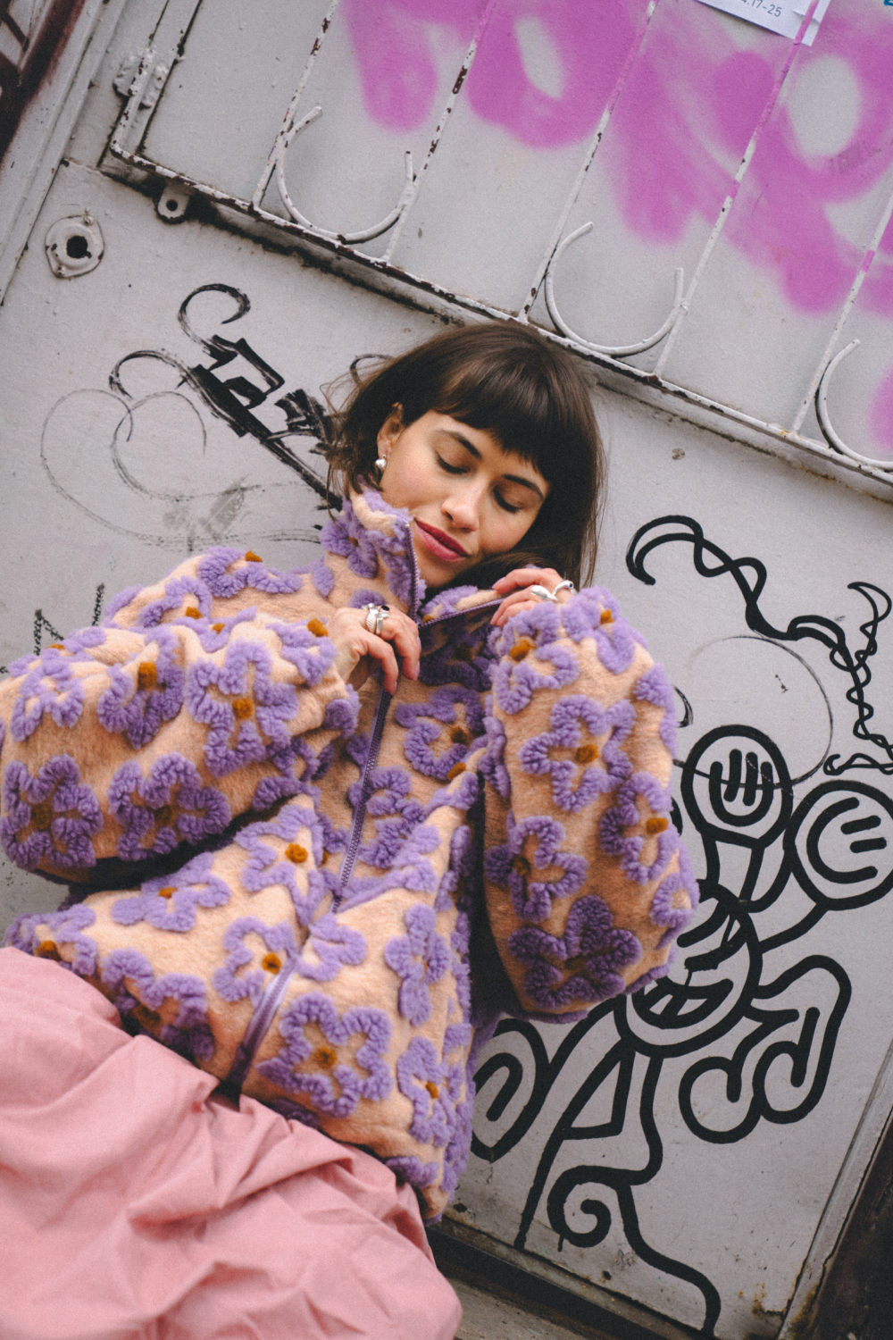KURTKA POLAR MERINO BLANCS FLOWS APRICOT