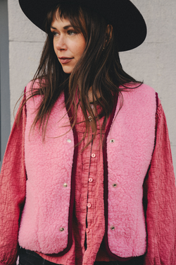 KAMIZELKA MERINO SUR VS BUBBLE GUM/ BEET