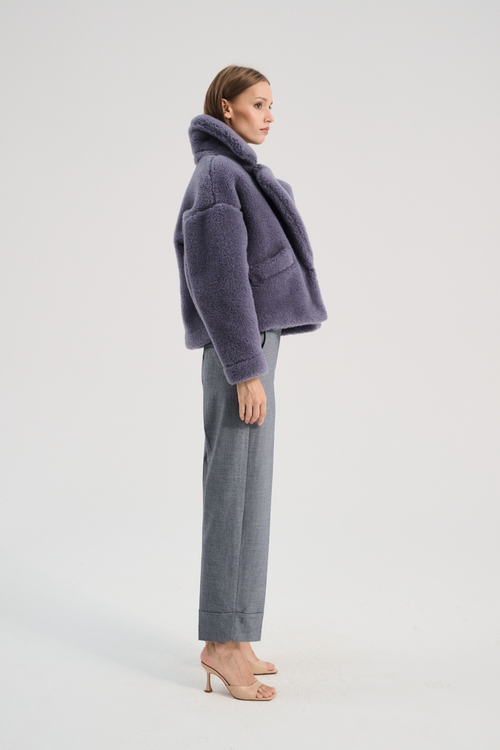 KURTKA WEŁNIANA LAZ BRUDNY FIOLET