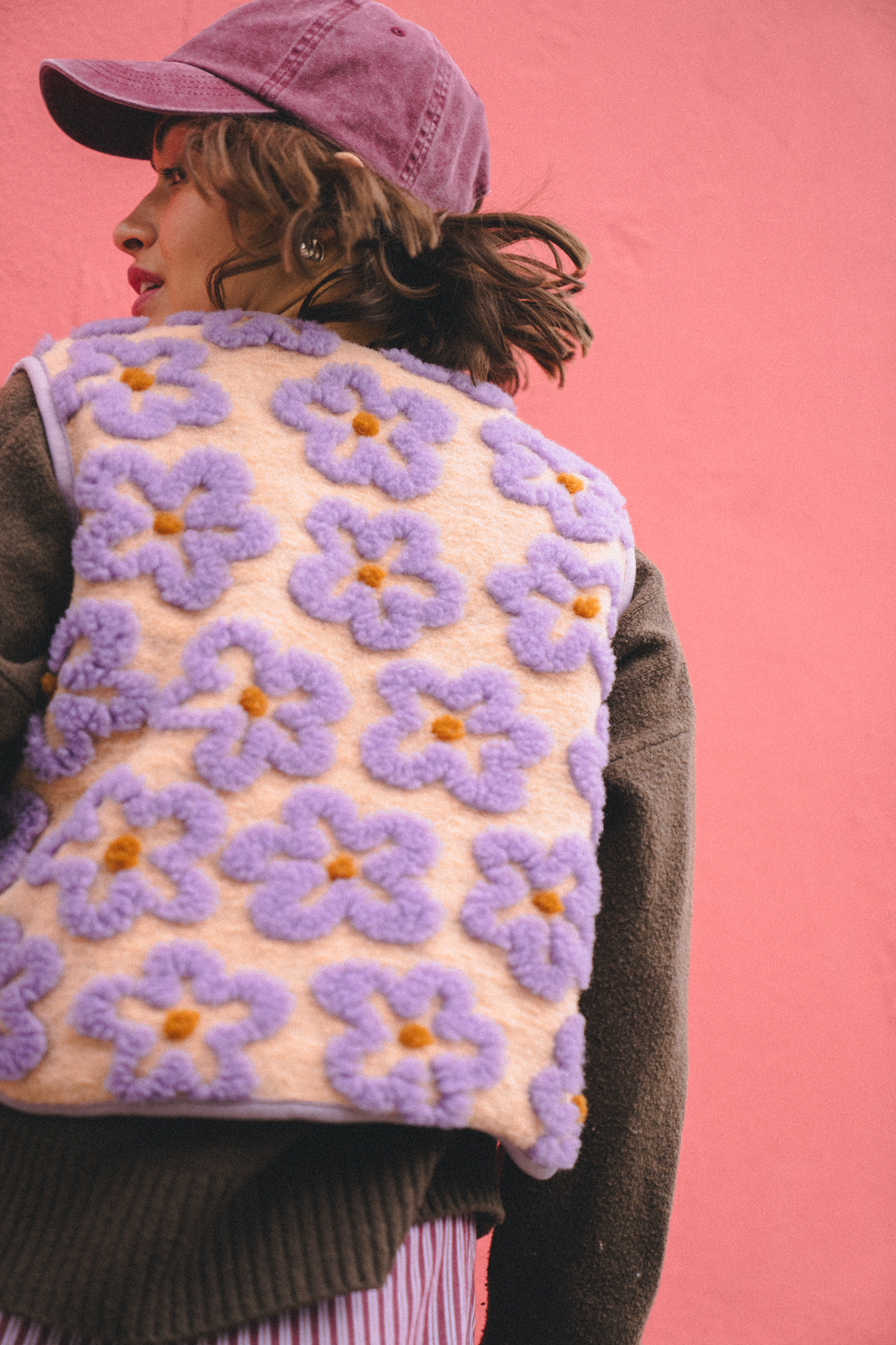 KAMIZELKA MERINO AMA FLOWS APRICOT LOOP
