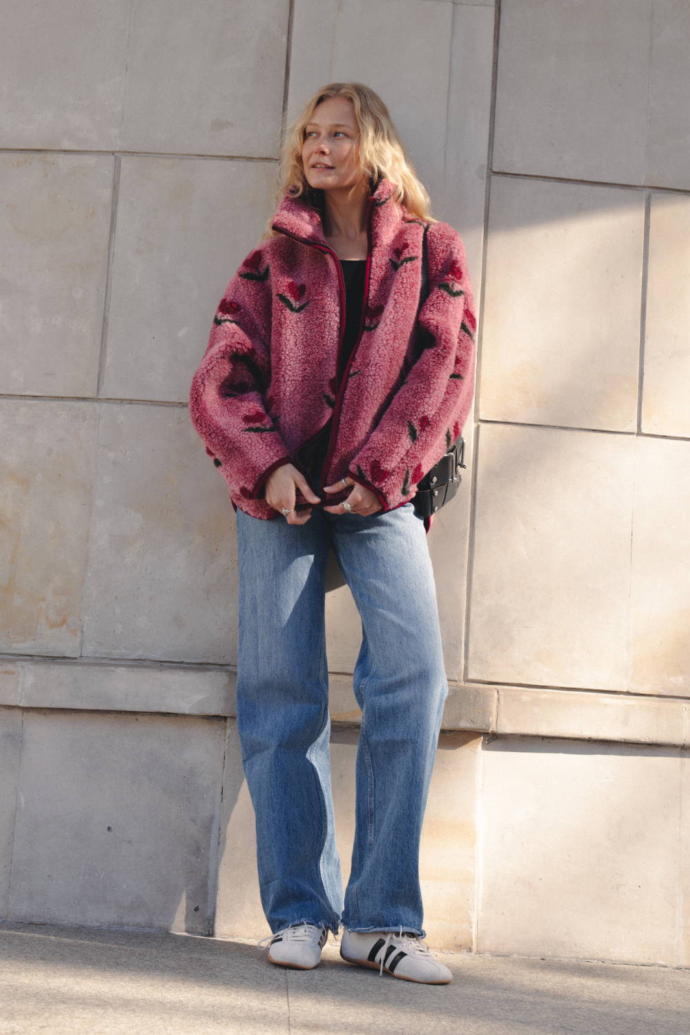 KURTKA POLAR MERINO BELINS PATTERN CHERRY