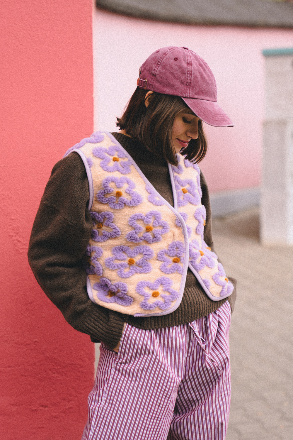 KAMIZELKA MERINO AMA FLOWS APRICOT LOOP