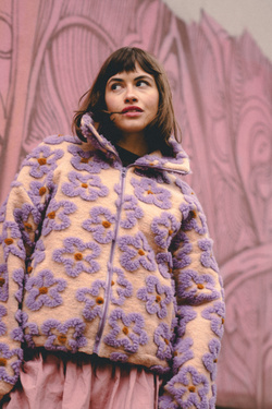 KURTKA POLAR MERINO BLANCS FLOWS APRICOT