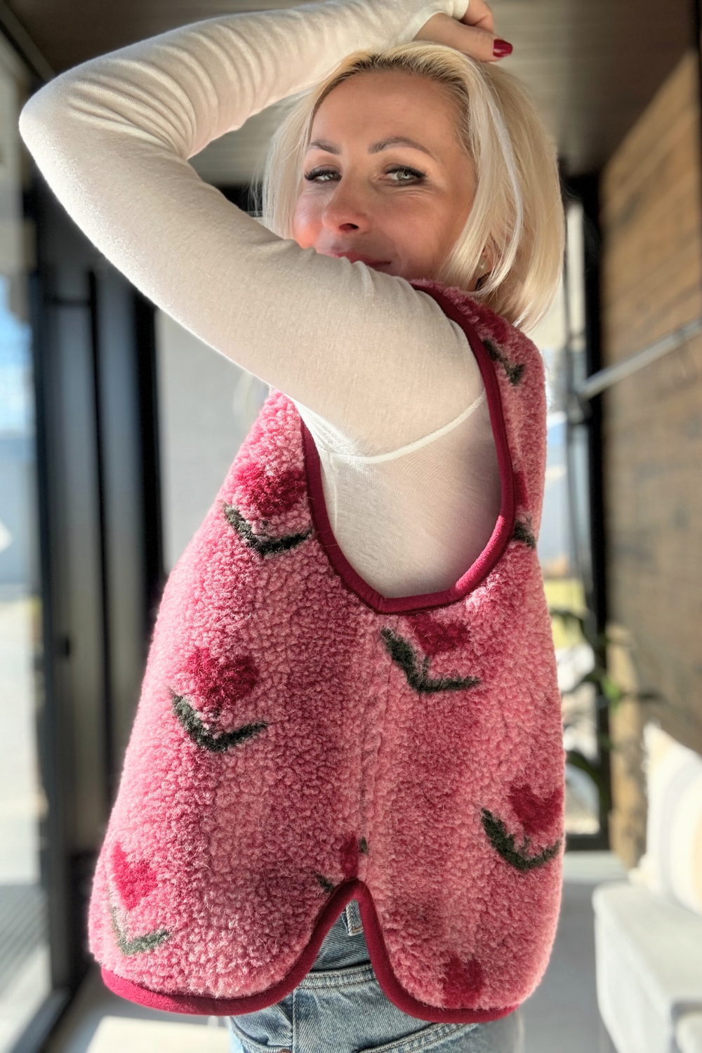 KAMIZELKA DWUSTRONNA FLA PATTERN CHERRY ULTRA LIGHT