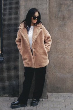 PŁASZCZ TEDDY MID RUGBY TAN