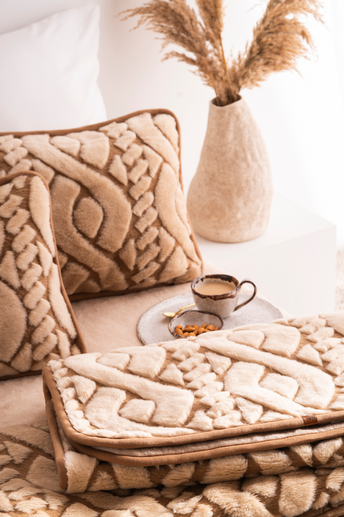 KOMPLET POŚCIELI WEŁNIANEJ GRUBY WARKOCZ 160x200