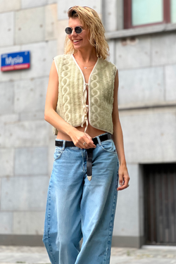 KAMIZELKA MERINO ROO ARAN PISTACJA