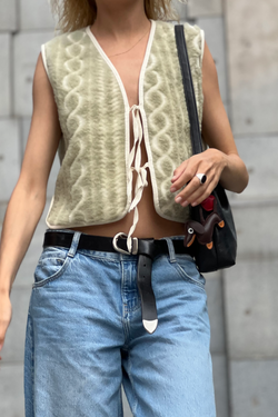 KAMIZELKA MERINO ROO ARAN PISTACJA