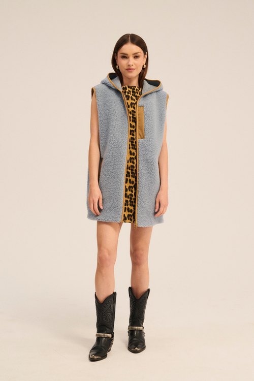 KAMIZELKA WEŁNIANA APRES LODOWY NIEBIESKI