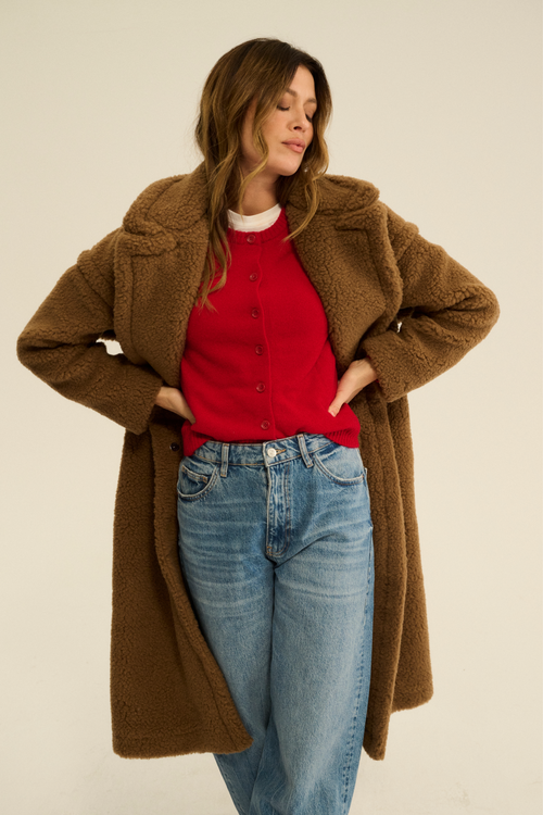 PŁASZCZ WEŁNIANY TEDDY MAX BRĄZOWY MIŚ