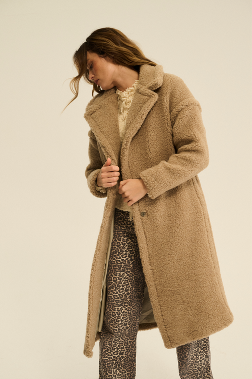 PŁASZCZ WEŁNIANY TEDDY MAX DĘBOWY