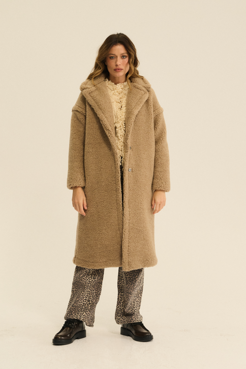 PŁASZCZ WEŁNIANY TEDDY MAX DĘBOWY