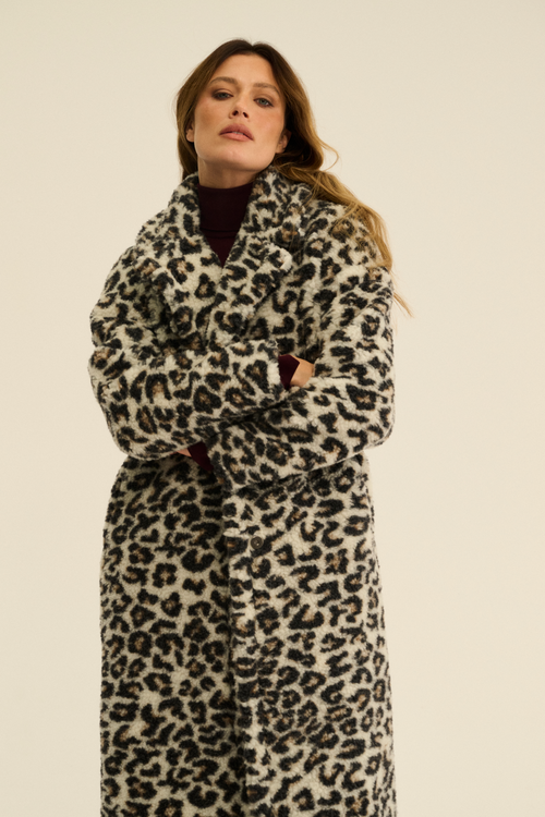 PŁASZCZ TEDDY MAX PATTERN LEOPARD BIAŁY ULTRA LIGHT