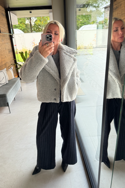 KURTKA TEDDY SHORT SILVER